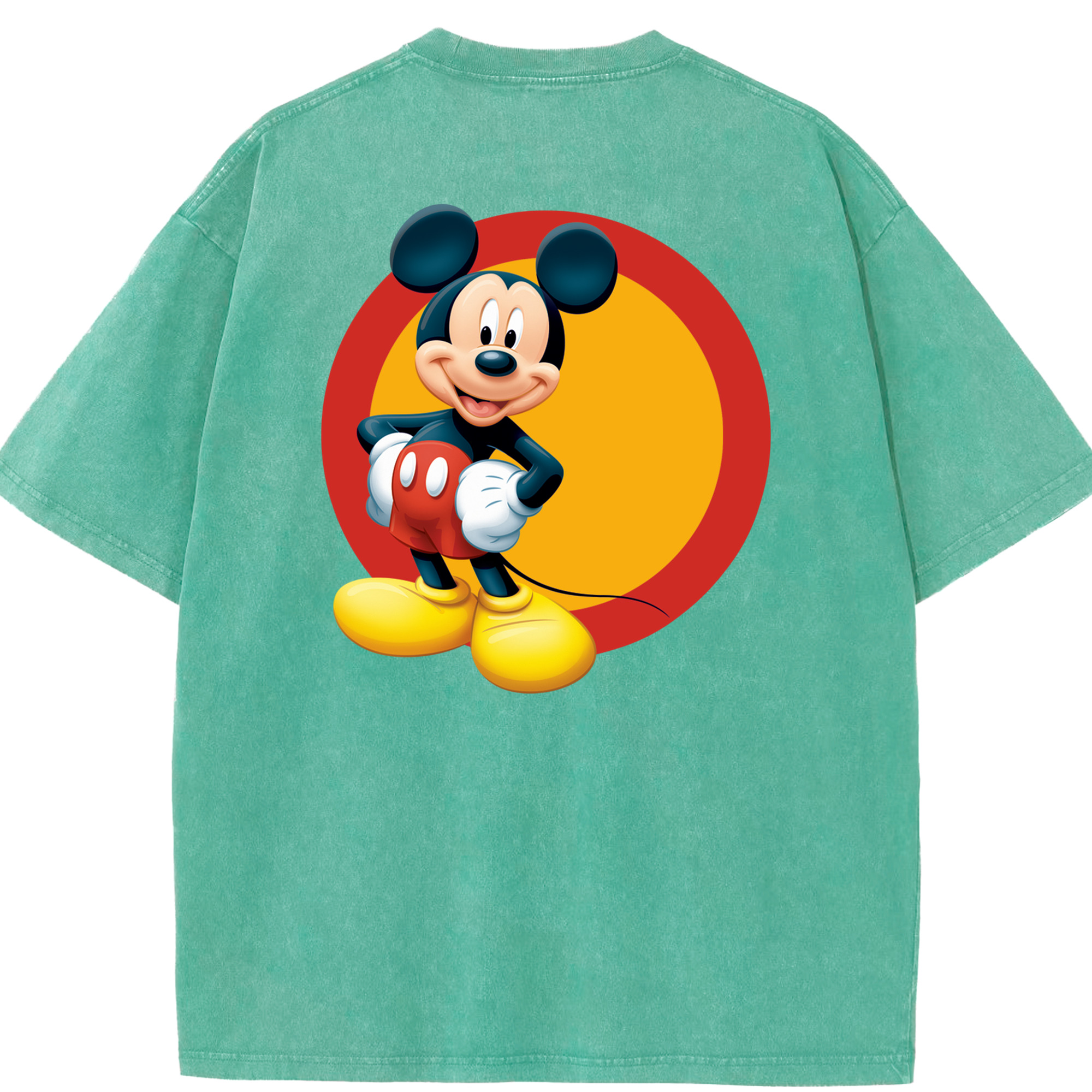 （画像用） ミッキーマウス Mickey Mouse 綿100% ヴィンテージ風 半袖Tシャツ（背面プリント）